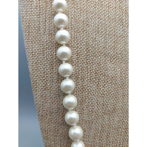 Vineyard Haven NWT Long Strand Knotted Faux Pearl Necklace Nautical Ribbon Tie - Picture 9 of 11